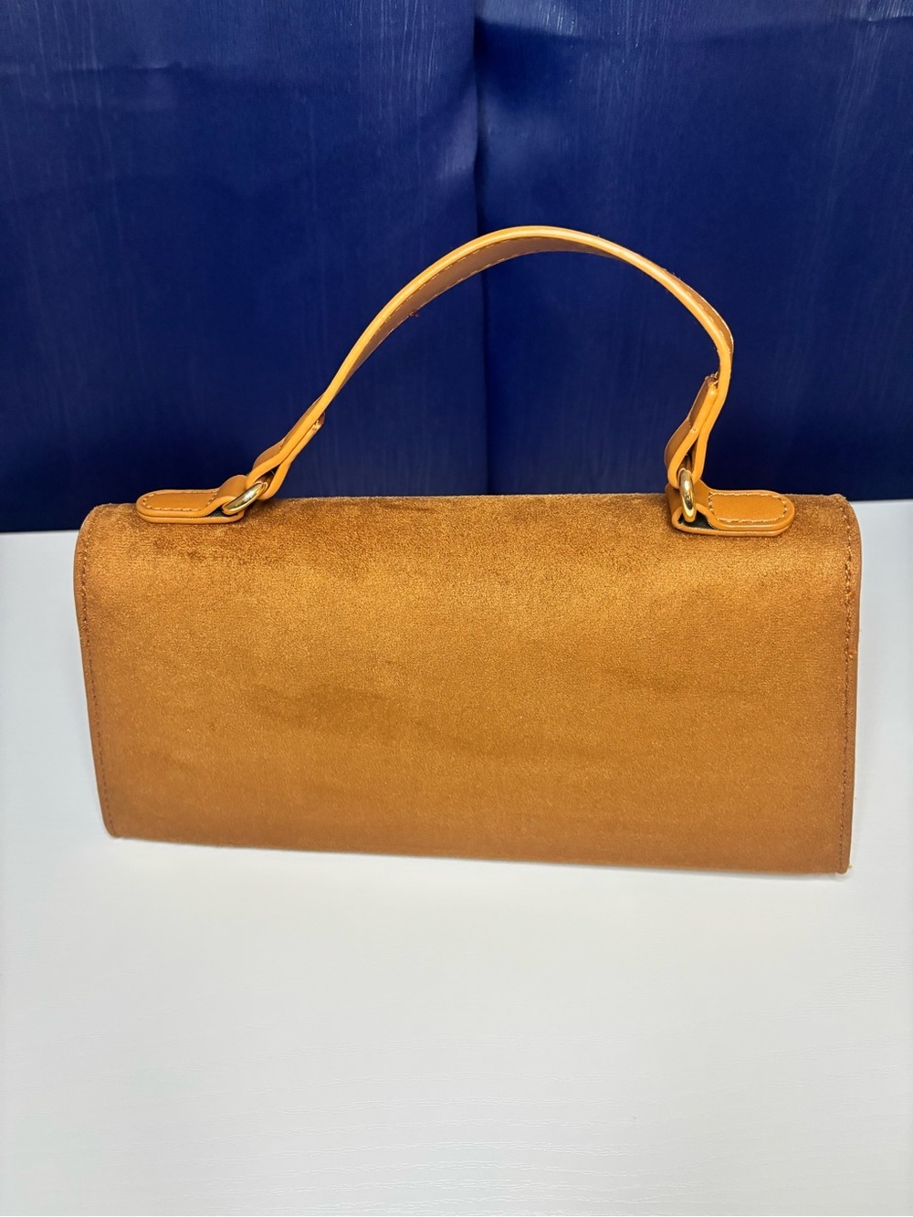 Fashion Nova Suede Top-Handle Satchel in Cognac - Picture 6 of 8